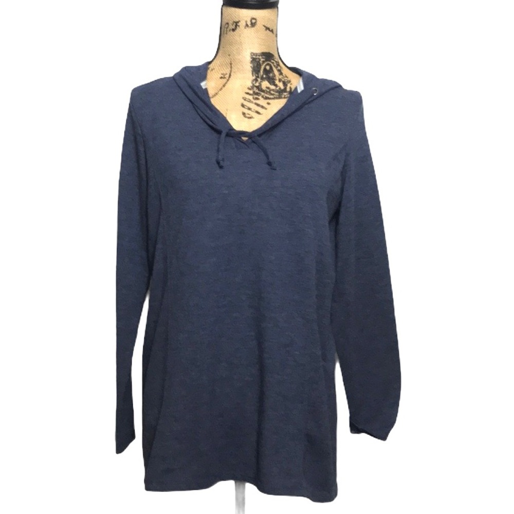 Blue Lightweight V-Neck Hoodie Top M
